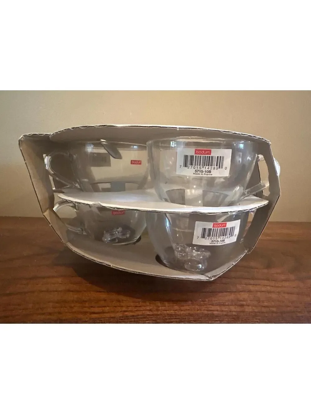 Vintage Bodum France Glass Coffee Cup Set of 6 Tapered NOS #5715-10B